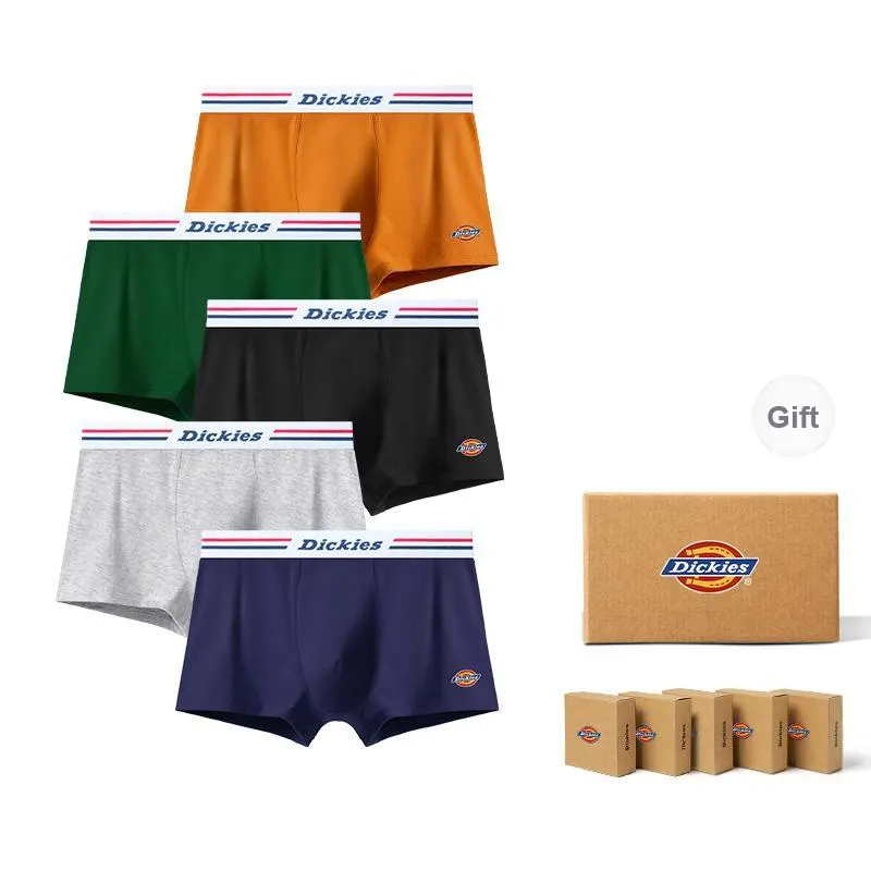 Dickies Underpants Men's Seamless Print LOGO Breathable Skin Friendly Sports Square Panty Gift Box Combo Set-46
