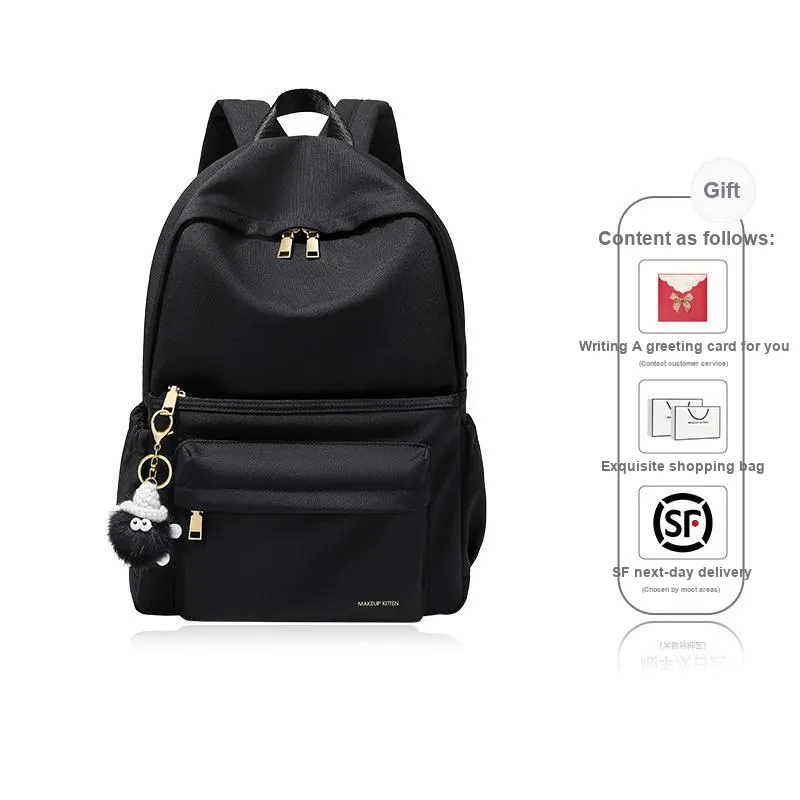 MAKEUP KITTEN Polyester Handbag Backpack Backpack Regular Unisex Ecru-12