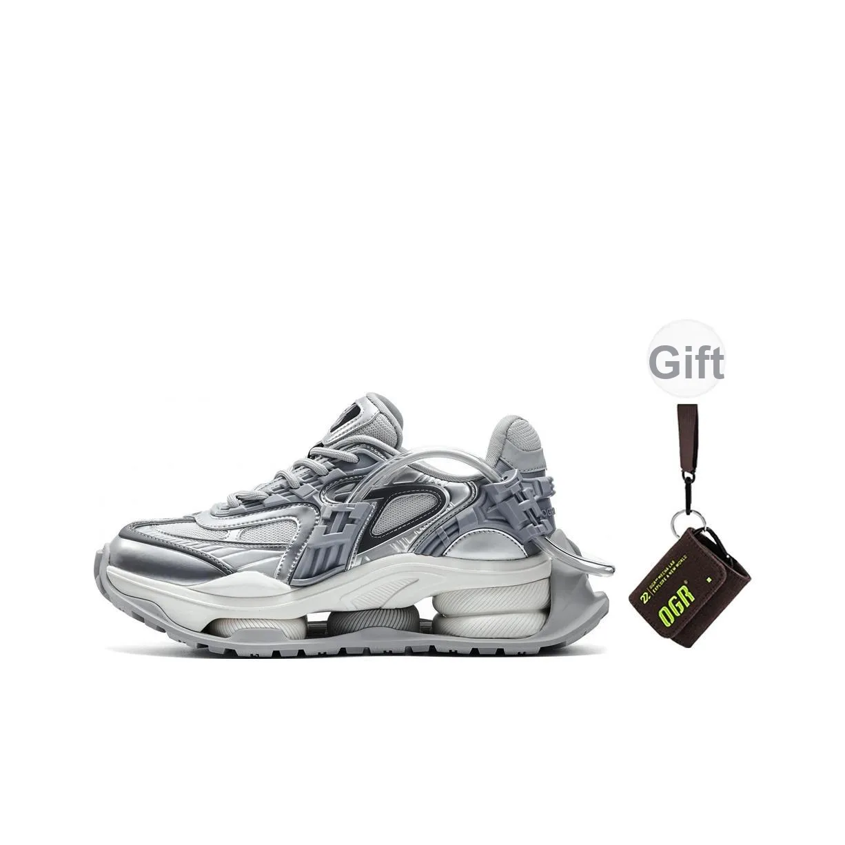 OGR Chunky Sneakers Unisex Low Top Silver Gray