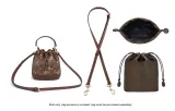 Coach 24 Snowflake 1.1 Dark Brown Litchi Grain Gold Buckle Adjustable 90-120cm+Brown Nylon Liner