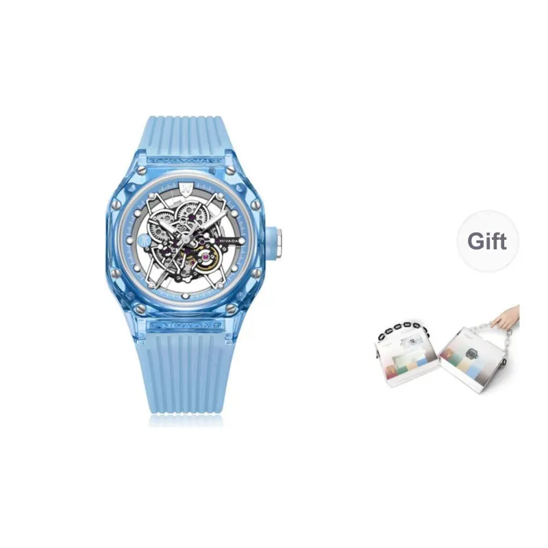 NIVADA Automatic Mechanical Movement Women's Watch Watch Cut-Out Dial Silicone Strap-4