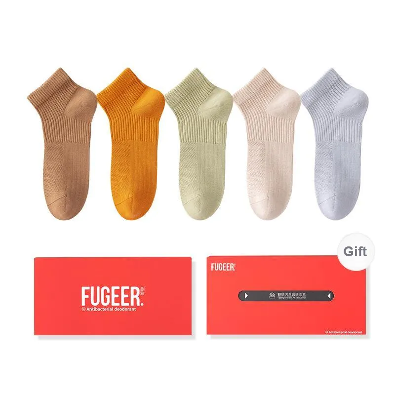 FUGEER No-Show Socks Men's Box 5-Pack-30