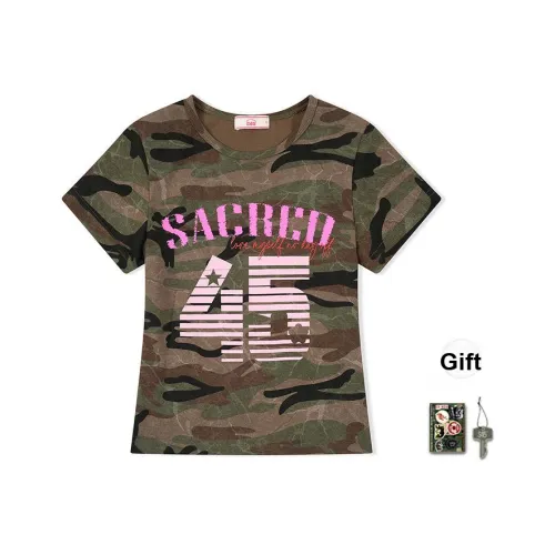 S45 Комплект с короткими рукавами T-рубашка Женская Армейский зеленый