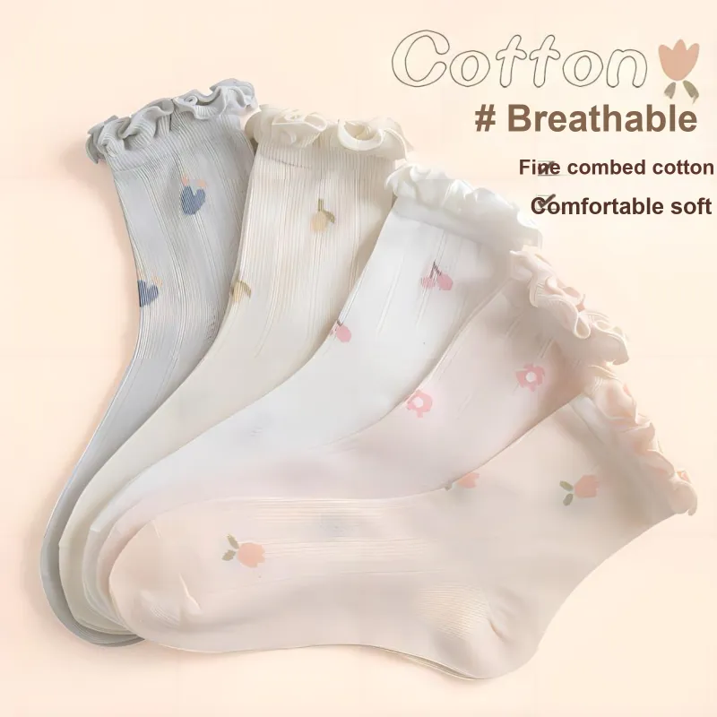 TLXT Mid Calf Socks Women's Mesh Breathable, Non Chafing, Skin Friendly Softness, Barefoot Feel-5