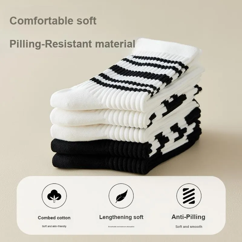 MIIOW Mid Calf Socks Unisex 5 Pack-5