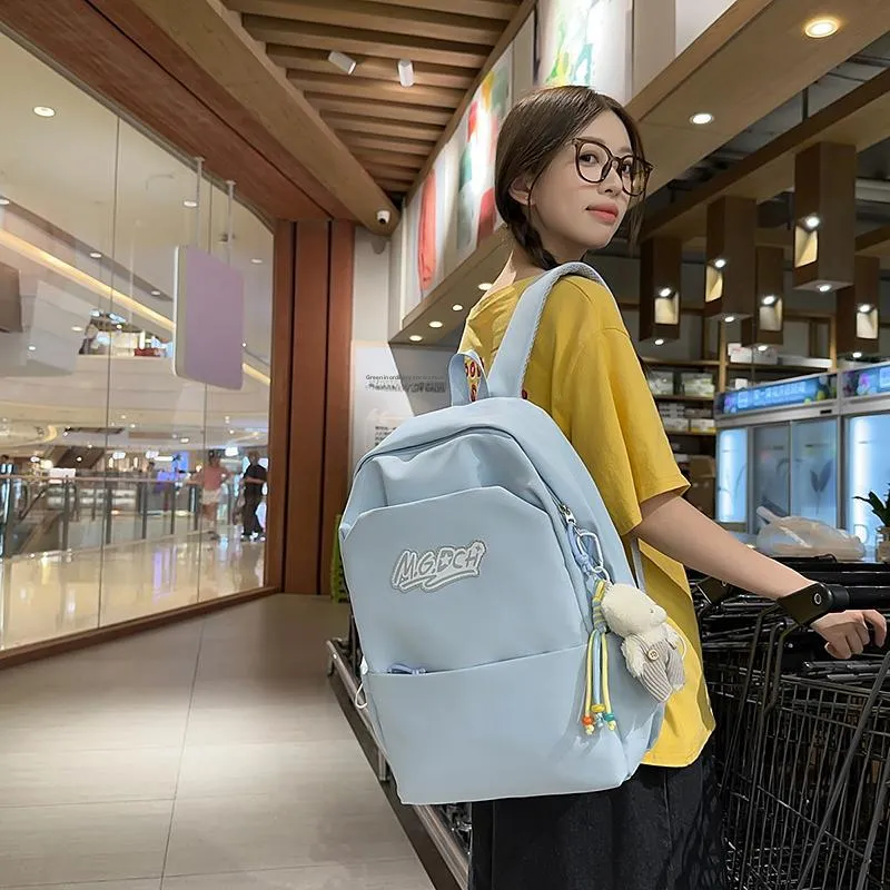 BRABOSTON Nylon Backpack Unisex Black/White/Green/Dark Blue/Sky Blue-26