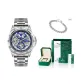 Premium Bracelet Square Case-Silver Case Blue Dial Silver Steel Band