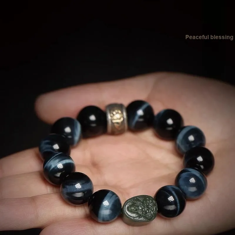 Moonstone Edge Natural Tiger's Eye Stone Bracelets Unisex-8