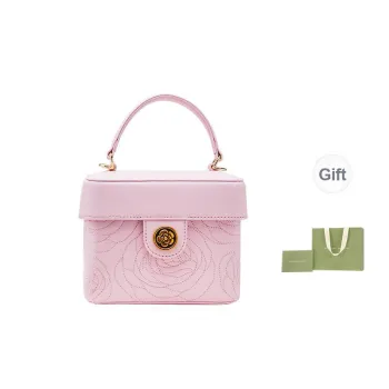 VANESSA HOGAN Cow Leather Box Bag Shoulder Bag Crossbody Handbag Medium Size Women's Pink