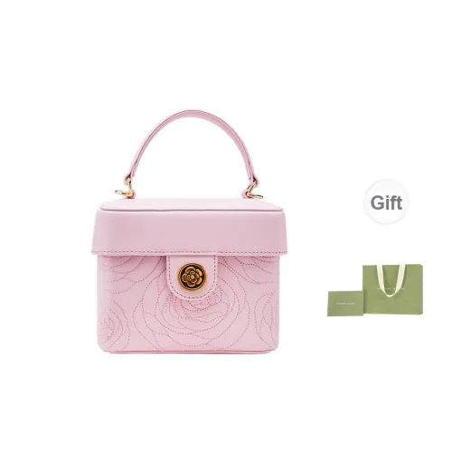 VANESSA HOGAN Cow Leather Box Bag Shoulder Bag Crossbody Handbag Medium Size Women's Pink