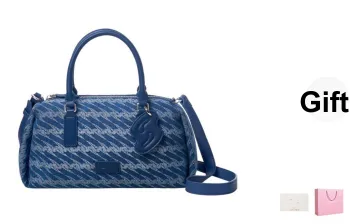 OMTO PVC Boston Bag, Shoulder Bag, Crossbody Bag, Handbag Women's Sea Salt Blue/Milk Cream Gray/Chestnut Pink