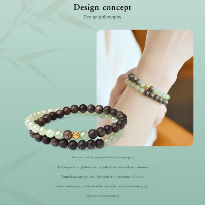 LAOMIAO Hetian Jade Bracelets Pale Greenish White Jade Women's-1
