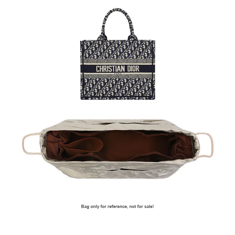 Tide DuPont Paper Storage Ultra Light Book Tote Medium Size With Inner Pouch Women's Beige/Coffee/Gray-8