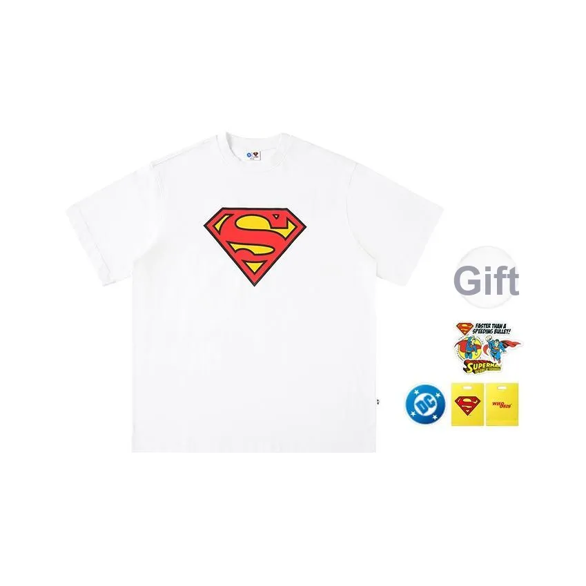 WHOOSIS Супермен Коллаборация Коллекция Унисекс Футболки