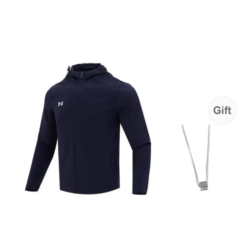 Under Armour Jackets Coats Men's Ink Blue Includes Necklace-0