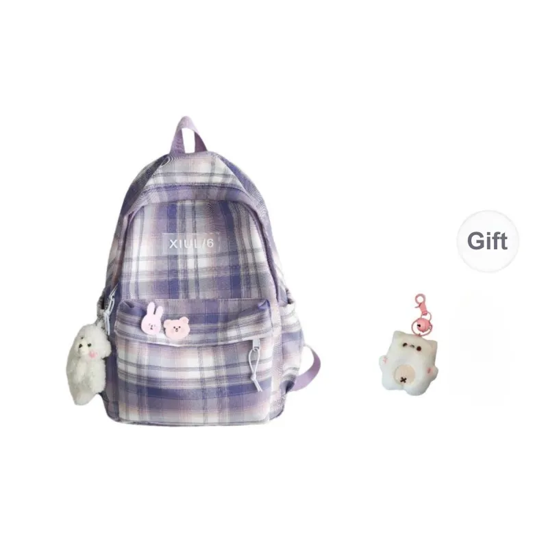 URBAN FOREST Cotton Linen Blend Backpack Unisex Black/Gray/Purple/Blue/Green-13