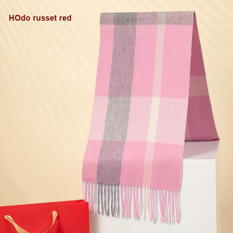 Red Bean 100% Wool Knit Scarves Women's-3