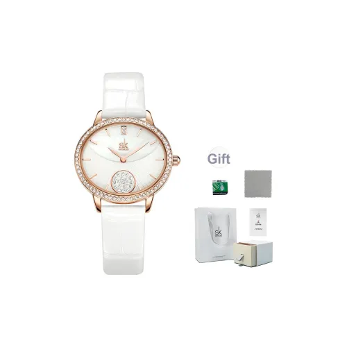 SHENGKE Кварцевый механизм ремешок из полиуретана женские часы белый циферблат