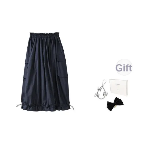 Fstudio Лето Корейский Преппи стиль Сладкий стиль 100% хлопок Кружево Отделка Полу-длина Повседневный Длинный Юбка Женские