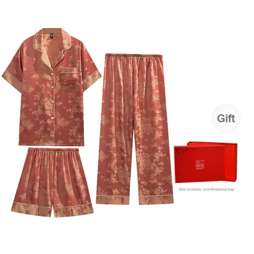 Shanghai Story Pajama Set Women's Three Piece Set Red