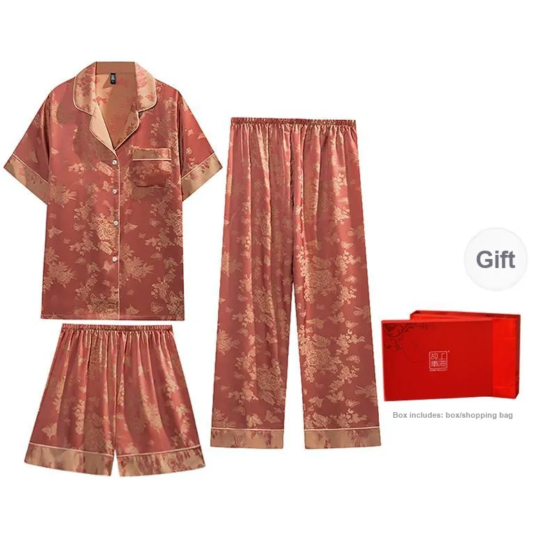 Shanghai Story Pajama Set Women's Three Piece Set Red-0