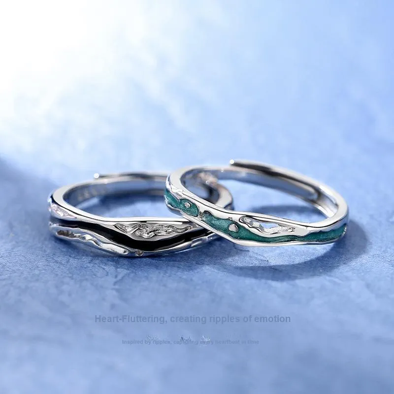 ENFANTIN S999 Fine Silver Glue Drip Rings Unisex-4