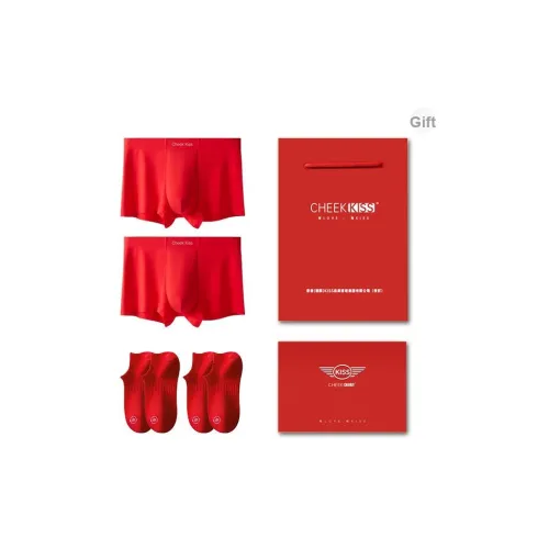 Cheekkiss Нижнее белье Подарочная коробка Мужской Дышащий Семейный комплект трусов с Красными носками Sets