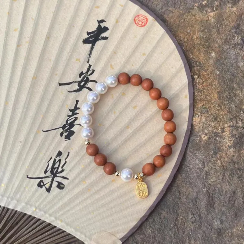 Fengyun Pavilion Barbie Sandalwood Wooden Bracelets Women's-1