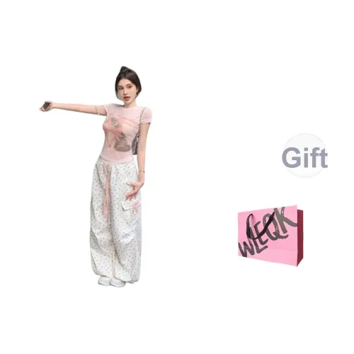 CTRTRC Белый Цветочный Женские Повседневные Брюки