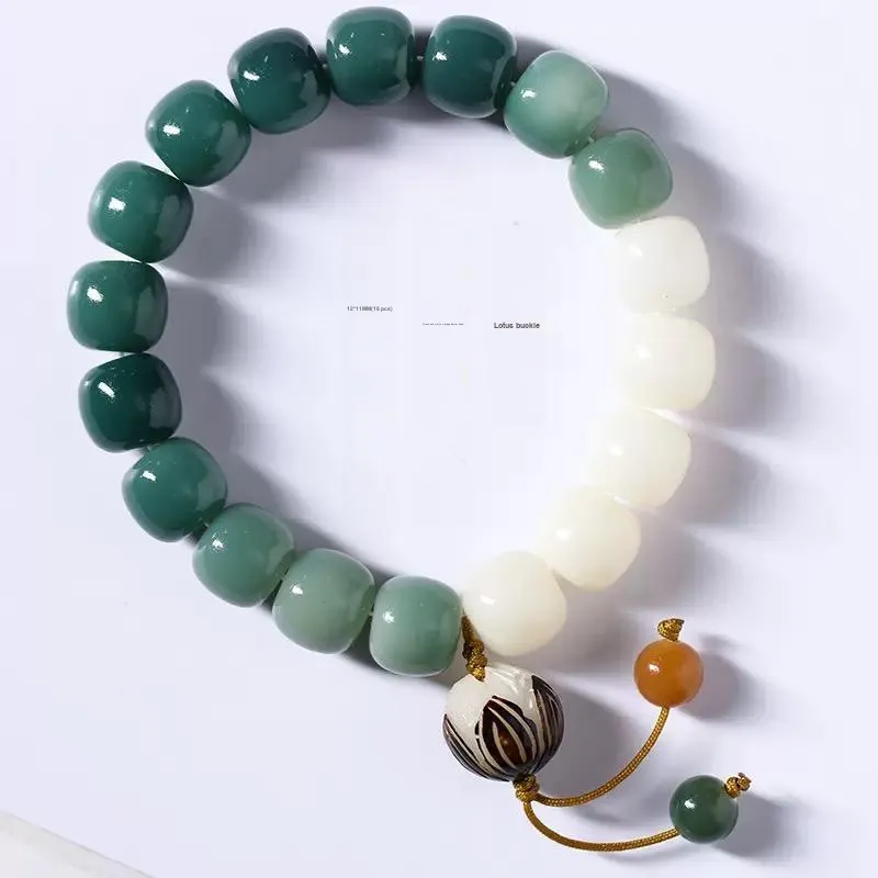 TANGSHU Bodhi Root Good Luck Lotus Peaceful Joy Wealth Good Luck Beaded Bracelet Unisex-1