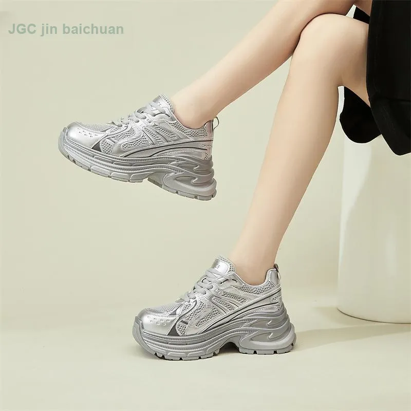 Jin Baichuan Height Increasing Wear-Resistant Low-Top Chunky Sneakers Women's-14