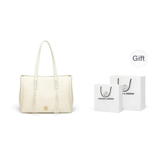 CNOLES Synthetic Leather Handbag, Shoulder Bag, Crossbody Bag Regular Women's Milk White Fringe