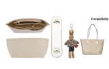 Tote30 Glacier White Shoulder Pads+Beige Liner+Brown Bunny Doll