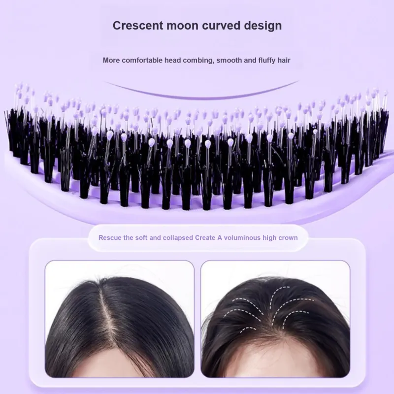 LMLTOP Pig Bristles Comb Volume Brush For Straightening And Curling Hair, Root Volume Enhancer-7