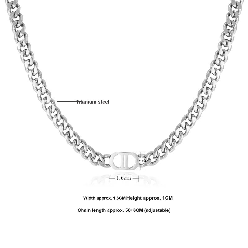 Silver Trim Titanium Steel Necklaces Men's-3