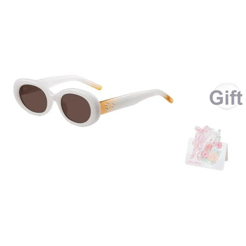 CAPONI TR Памятный пластик OVAL SUNGLASSES Унисекс Белый