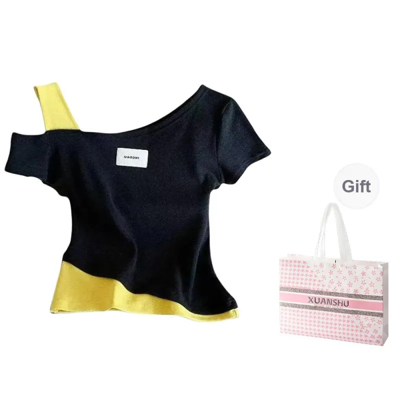 XUANSHU Drop Shoulder Sleeve T Shirt Women's-5