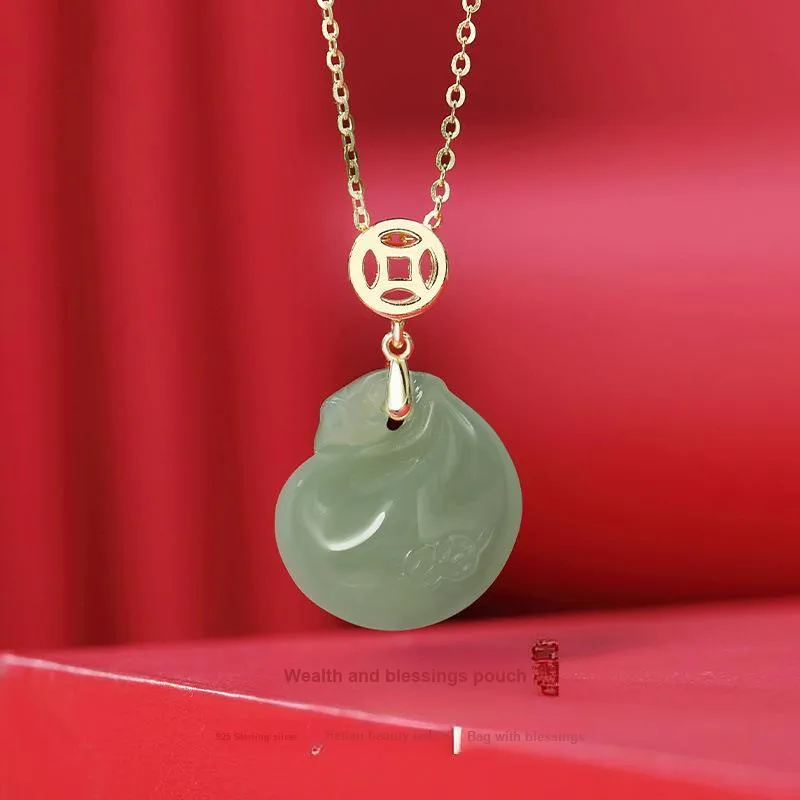 Andaozi Hetian Jade Necklaces Green Jade Unisex-1