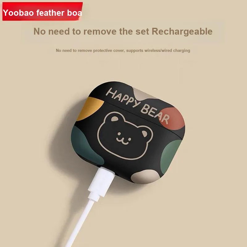 Yoobao Compatibility AirPods4 Cartoon Matte Fully Enclosed Impact Resistant Headphone Cases-2