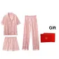 Pink Three-Piece Set (Short-Sleeved Shirt+Shorts+Pants)