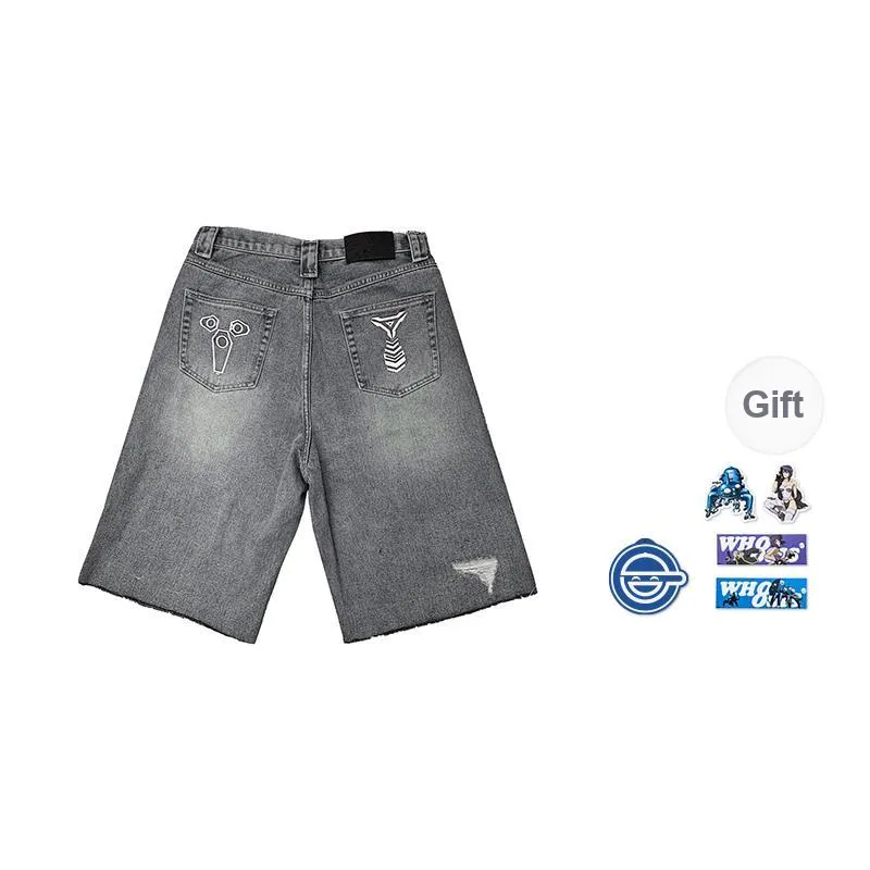 WHOOSIS X Ghost In The Shell, Collaboration Denim Shorts Unisex-1