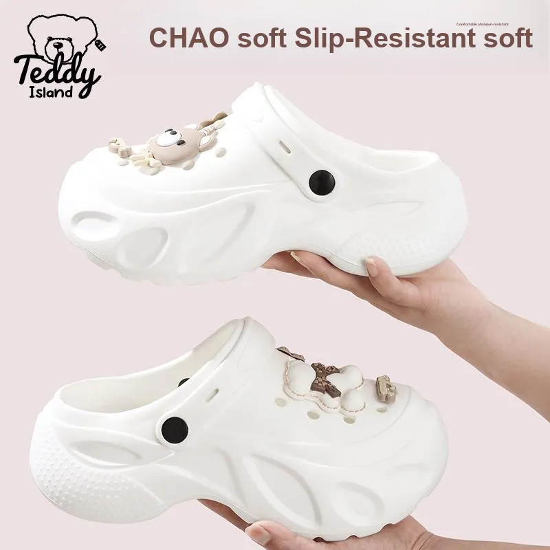 TEDDY ISLAND Teddy Love Cute Bear Summer Clogs With Thickened EVA Sole For Beach Use-7