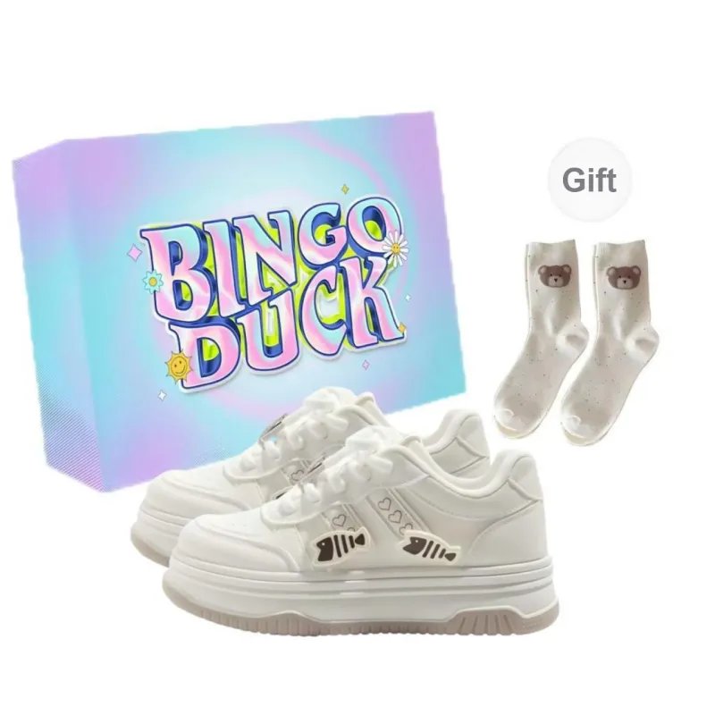 BINGO DUCK Coverage Slip Resistant Low Top Skateboard Shoes Women's-0