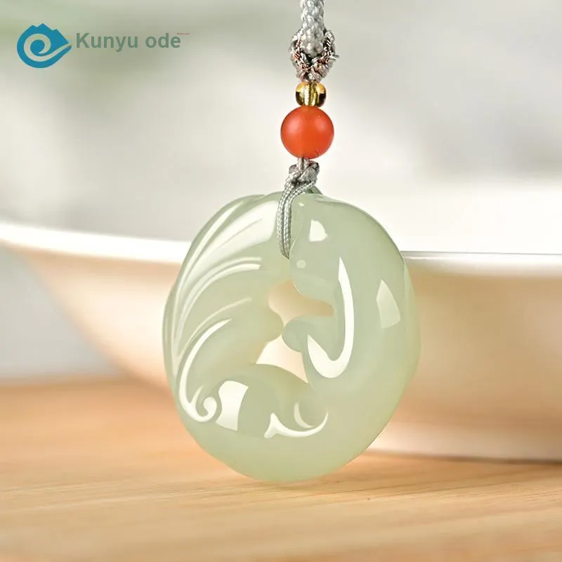 KUNYUYAO Hetian Jade Pendants White Jade Unisex-4