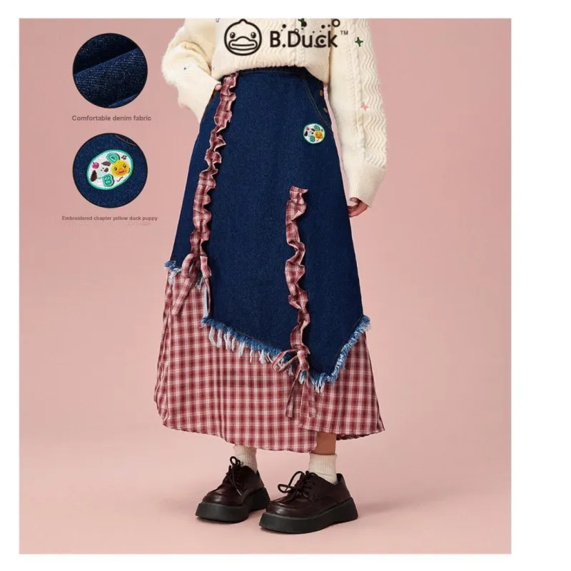 B.Duck Casual Long Skirts Women's Navy Blue-2