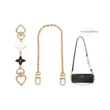 Gold-Tone (Decorative Chain 40cm+Black White Four-Leaf Clover Heart Clasp 16cm)