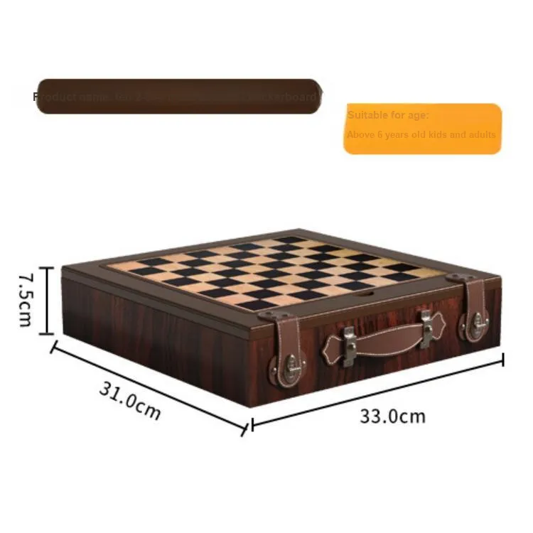 Gollum Kids' 12 in 1 Wooden Board Game, Chinese Chess, Five In A Row, And Checkers Board Games-2