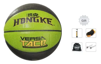 HONGKE Moisture Absorbing Leather Basketball Green Black Size 7 Training Unisex
