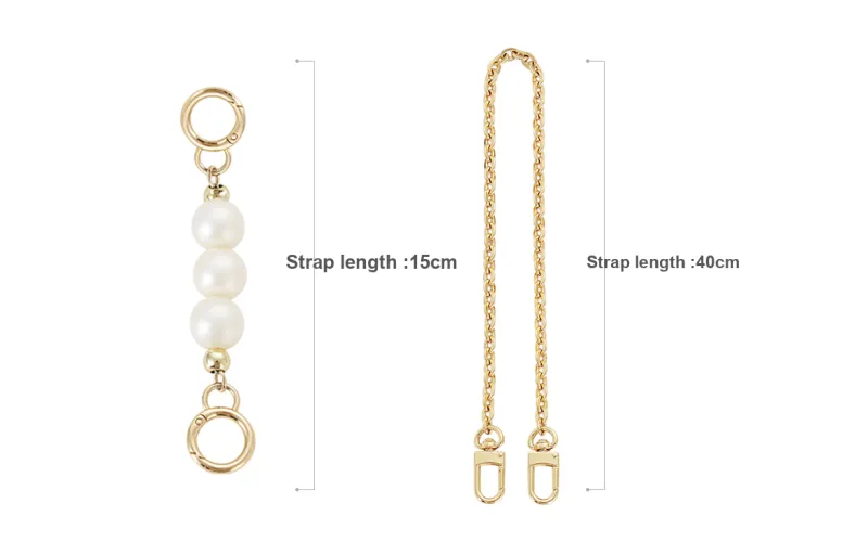 Lan Bao Fan Metal, Alloy Bag Decorative Chain Accessories+Pearl Extender Chain Gold Tone-1
