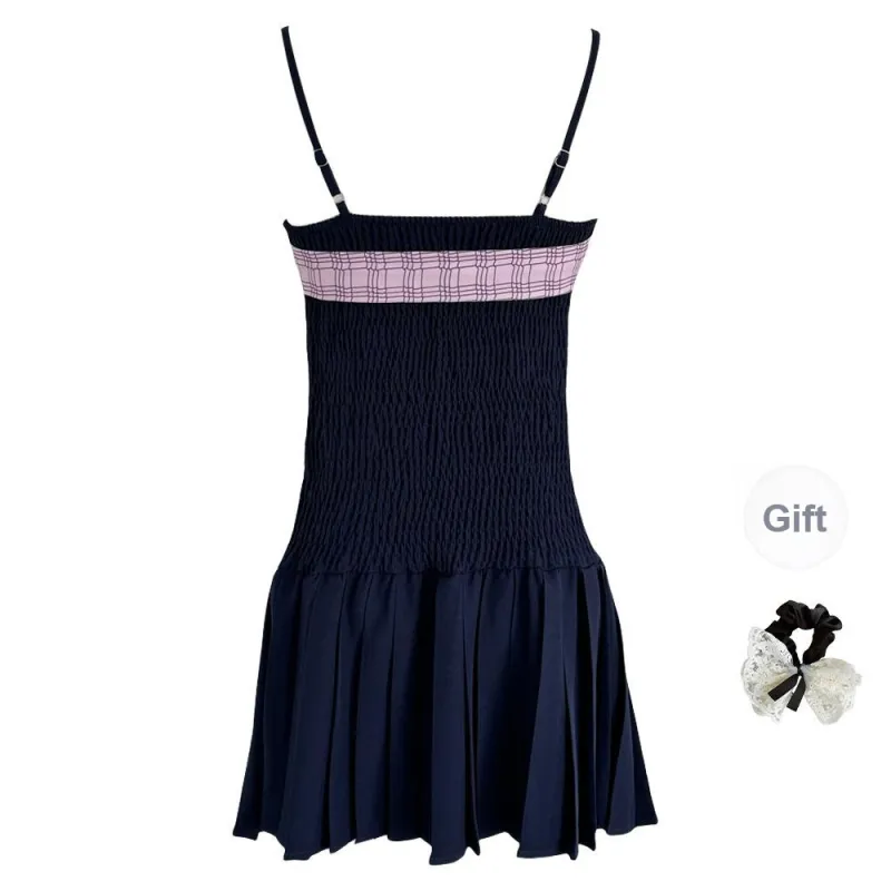 TUSHIFEI Slip Dresses Women's Navy Blue+Hair Tie Comes With-5